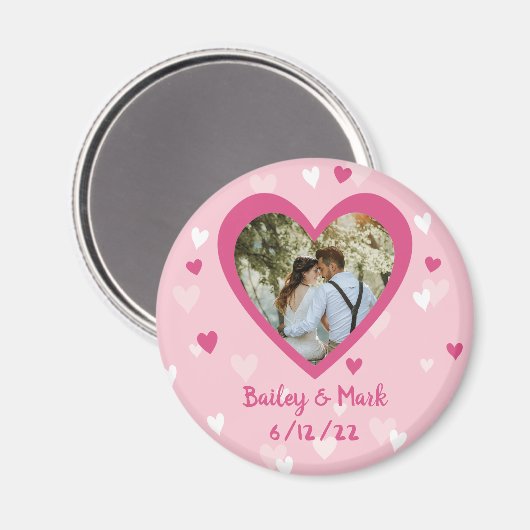 の結婚ブライダルシャワーの好意カスタム写真ハート マグネット (正面/裏面)