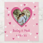 の結婚ブライダルシャワーの好意カスタム写真ハート ワインラベル (シングルラベル)