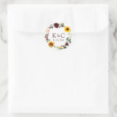 の結婚ブライダルシャワーひまわりバラブルゴーニュ ラウンドシール (バッグ)