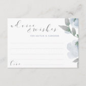 の結婚ブライダルシャワーほこりっぽいブルーグレー水色 アドバイスカード (正面)