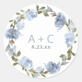 の結婚ブライダルシャワーほこりっぽいブルーグレー水色 ラウンドシール