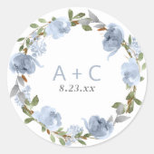 の結婚ブライダルシャワーほこりっぽいブルーグレー水色 ラウンドシール (正面)