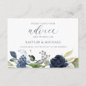 の結婚ブライダルシャワーアドバイスカードNavy Water Color アドバイスカード (正面)