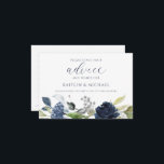 の結婚ブライダルシャワーアドバイスカードNavy Water Color アドバイスカード<br><div class="desc">ネイビーブルーウォーターカラーブーケブライダルシャワーまたは結婚のアドバイスカード：このデザインは底に美しいネイビーブルーウォーターカラーのフローラブーケを備え、シルバーグリッターのヒントを提供する。お客様の書アドバイスとカップルへの希望の時は、彼らは自分の好きなメッセー保ジにバッもしプを反転できる。これらのカードは、ゲストが記入し、シャワーに一緒に持って来ることができるように、あなたのブライダルシャワー招待状で囲むことができる。</div>