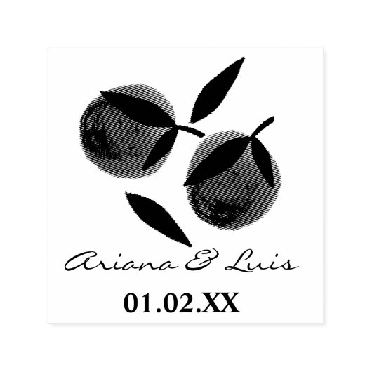 の結婚ブライダルシャワーオレンジの柑橘系ハンドドロード セルフインキングスタンプ (デザイン)