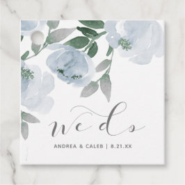 の結婚ブライダルシャワーダスティブルーウォーター色フローラ フェイバータグ