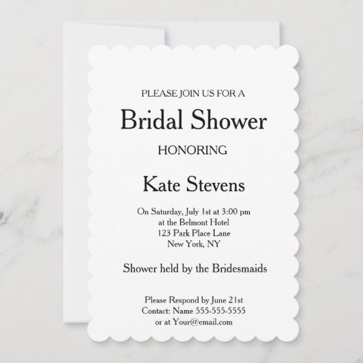 の結婚ブライダルシャワープレーン招待状カード 招待状 (正面)