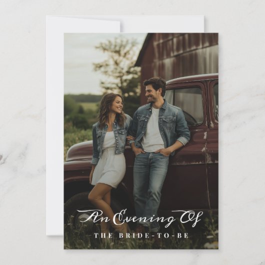 の結婚ブライダルシャワー写モダン真の夕べ 招待状 (正面)