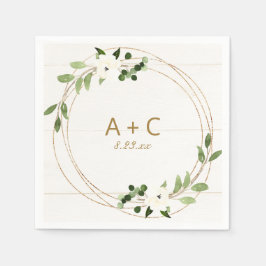 の結婚ブライダルシャワー幾何フェイク箔緑 スタンダードカクテルナプキン