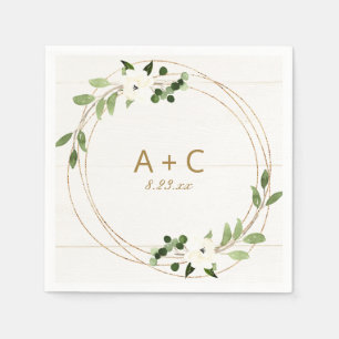 の結婚ブライダルシャワー幾何フェイク箔緑 スタンダードカクテルナプキン