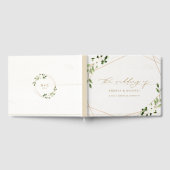 の結婚ブライダルシャワー幾何学的な緑の金ゴールド ゲストブック (全面)