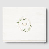 の結婚ブライダルシャワー幾何学的な緑の金ゴールド ゲストブック (裏面)