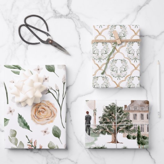 の結婚ブライダルシャワー水の色 ラッピングペーパーシート (正面)