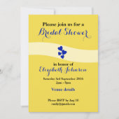 の結婚ブライダルシャワー黄色と青とハート 招待状 (正面)