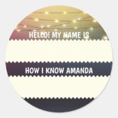 の結婚ブライダルシャワーHello Nameタグの確認方法 ラウンドシール (正面)