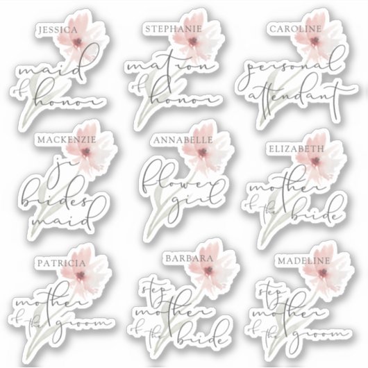 の結婚ブライダルパーティのEntourageタパーソナライズされたイトル シール (正面)