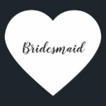 の結婚ブライドメイシンプルドモダン白黒 ハートシール<br><div class="desc">白とシンプル黒クールの背景に花嫁のメイドのステッカー。文字も色も変えられる!</div>