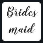 の結婚ブライドメイシンプルド白黒 スクエアシール<br><div class="desc">白とシンプル黒クールの背景に花嫁のメイドのステッカー。文字も色も変えられる!</div>