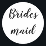 の結婚ブライドメイシンプルド白黒 ラウンドシール<br><div class="desc">白とシンプル黒クールの背景に花嫁のメイドのステッカー。文字も色も変えられる!</div>