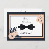 の結婚ブラックパールワッツ花婿介添人リクエストカード ポストカード (正面/裏面)