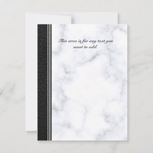 の結婚ブラックレザーとグレーのホワイトマーブル セーブザデート (裏面)