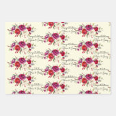 の結婚ブルゴーニュの水の色のバラ名を追加3ギフト ラッピングペーパーシート (正面2)