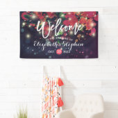 の結婚ブルゴーニュフローラ紫の文字列ライトスクリプト 横断幕 (インサイチュ)