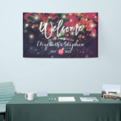 の結婚ブルゴーニュフローラ紫の文字列ライトスクリプト 横断幕 (トレードショー)