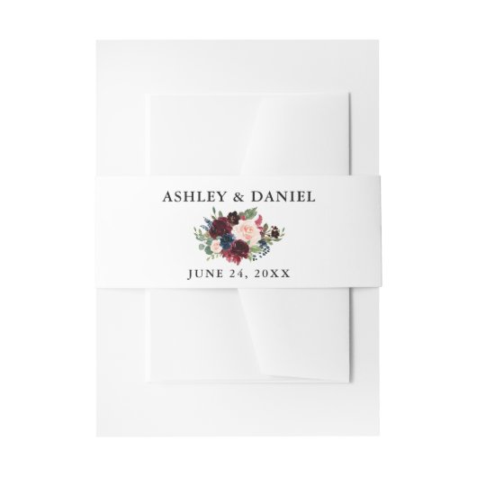 の結婚ブルゴーニュ・ブルーフローラ 招待状ベリーバンド (正面例)