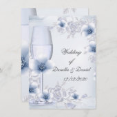 の結婚ブルーシルバーバラが咲く 招待状 (正面/裏面)