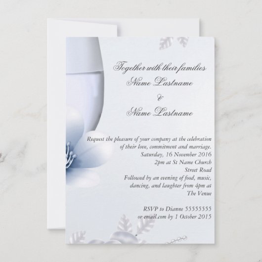 の結婚ブルーシルバーバラが咲く 招待状 (裏面)