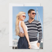 の結婚ブルー航海の招待状ストライプGフォトバック 招待状 (裏面)