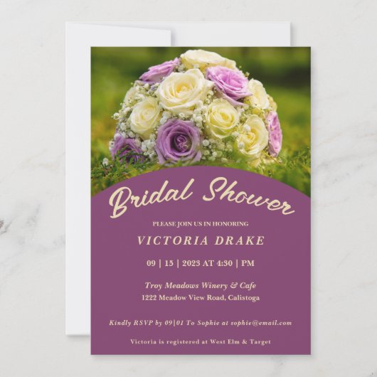 の結婚ブーケのブライダルシャワー招待 招待状 (正面)