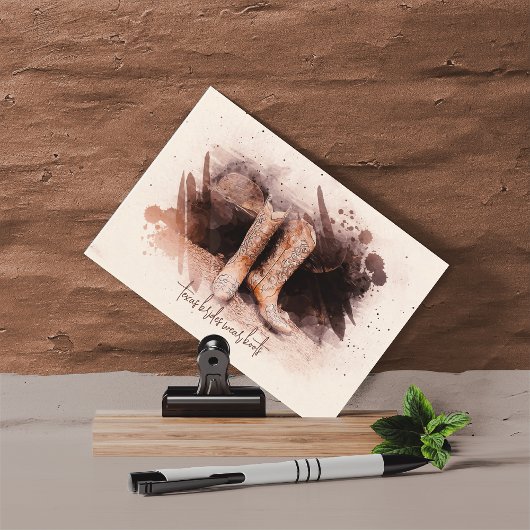 の結婚ブーツはウッドパイルの水彩画 ポストカード