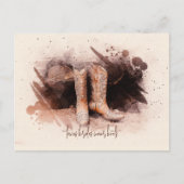 の結婚ブーツはウッドパイルの水彩画 ポストカード (正面)