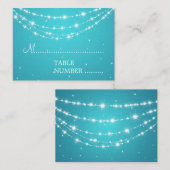 の結婚プレイスカードきらめくチェーンブルー プレイスカード (正面/裏面)