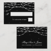 の結婚プレイスカードきらめく文字列(黒) プレイスカード (正面/裏面)