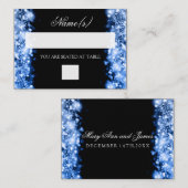 の結婚プレイスカードはきらめくサファイアブルー プレイスカード (正面/裏面)