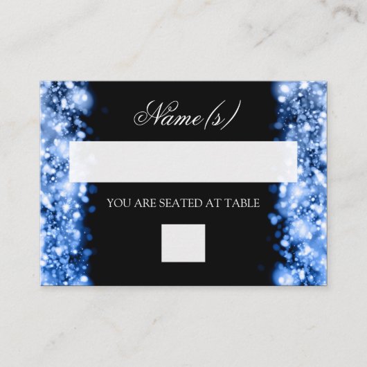 の結婚プレイスカードはきらめくサファイアブルー プレイスカード (正面)