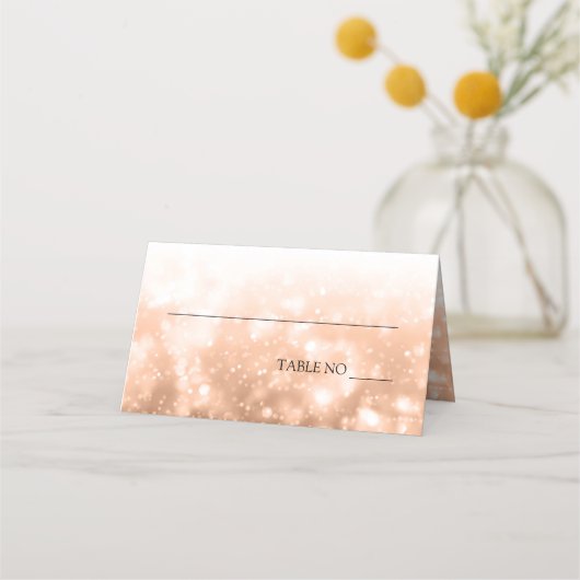 の結婚プレイスカードバラ金ゴールドきらめくライト プレイスカード (正面)