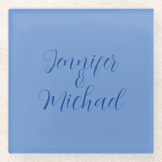 の結婚プロフェッショナルクラシカルブルー書道 ガラスコースター (正面)