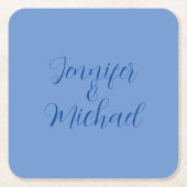 の結婚プロフェッショナルクラシカルブルー書道 スクエアペーパーコースター (正面)
