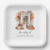 の結婚ホワイトフロントドア秋 ペーパープレート (正面)