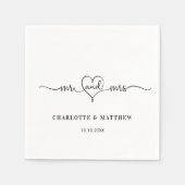 の結婚ホワイトmr mrsハートスクリプシンプルト スタンダードカクテルナプキン (正面)