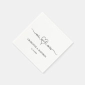 の結婚ホワイトmr mrsハートスクリプシンプルト スタンダードカクテルナプキン (角)