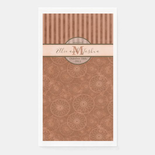 の結婚ボホオレンジ&ブラウン幾何学模様ストライプ (正面)