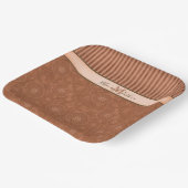 の結婚ボホオレンジ&ブラウン幾何学模様ストライプ ペーパープレート (傾斜あり)