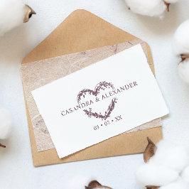 の結婚ボホワイルドフラワーハート葉枝 ラバースタンプ