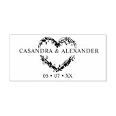 の結婚ボホワイルドフラワーハート葉枝 ラバースタンプ (インプリント)