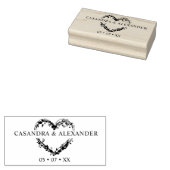 の結婚ボホワイルドフラワーハート葉枝 ラバースタンプ (押印)